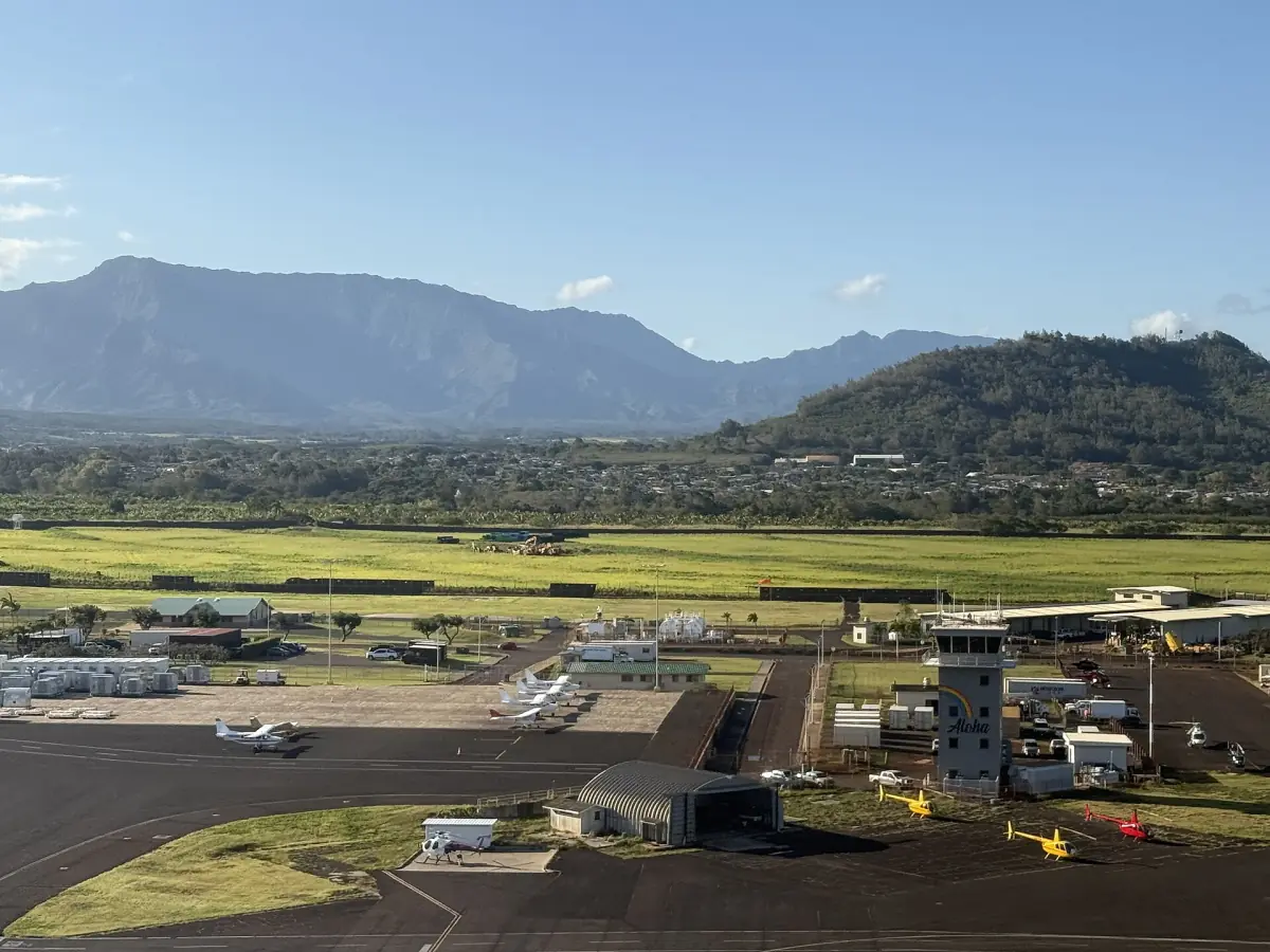 Lihue Airport with mountains behind