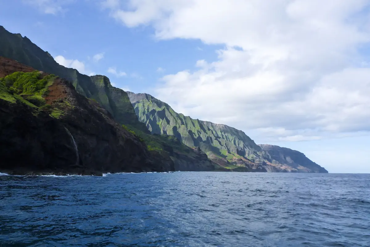Na Pali cliffs dropping into the ocean