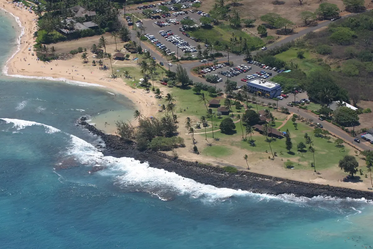 Poipu Beach Park from the air
