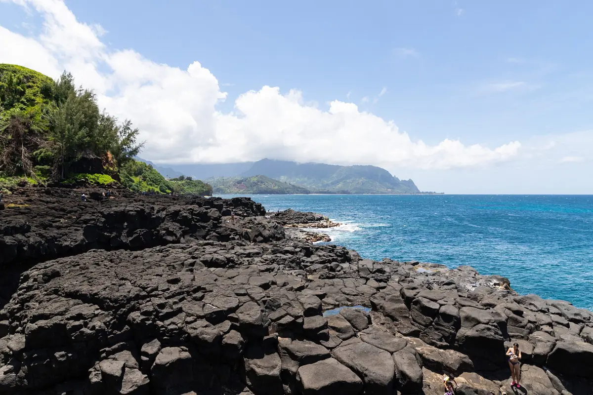 The rocky coast at Princeville